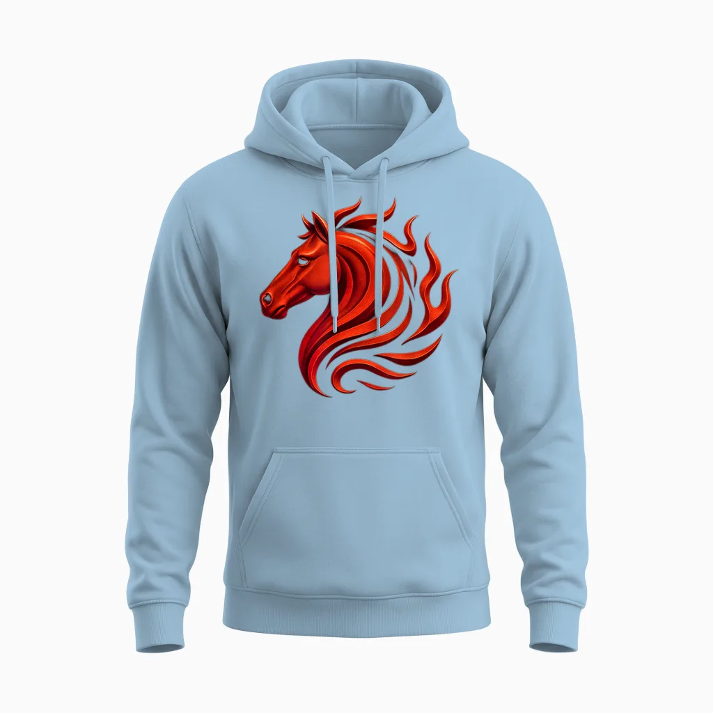 Cheval De Feu Symbole Du Zodiaque Chinois 2026 Nouvel an Lunaire Unisex Hoodie in Light Blue