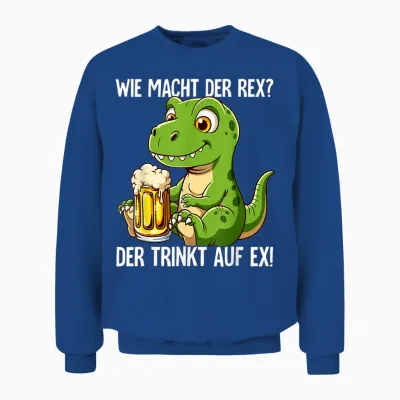 Lustige Party Gadgets Wie Macht Der Rex T-Shirt, Schwarz, Cartoon, Unisex-Erwachsene, S, V-Ausschnitt, Halbarm, Polyester 100%, Imported, Klassisch, Cartoon-T-Shirt Wie Macht Der Rex Unisex Sweatshirt - Royal