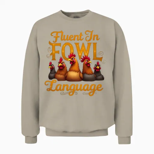 Fluent in Fowl Language –funny Chicken Lover Unisex Sweatshirt in Sand