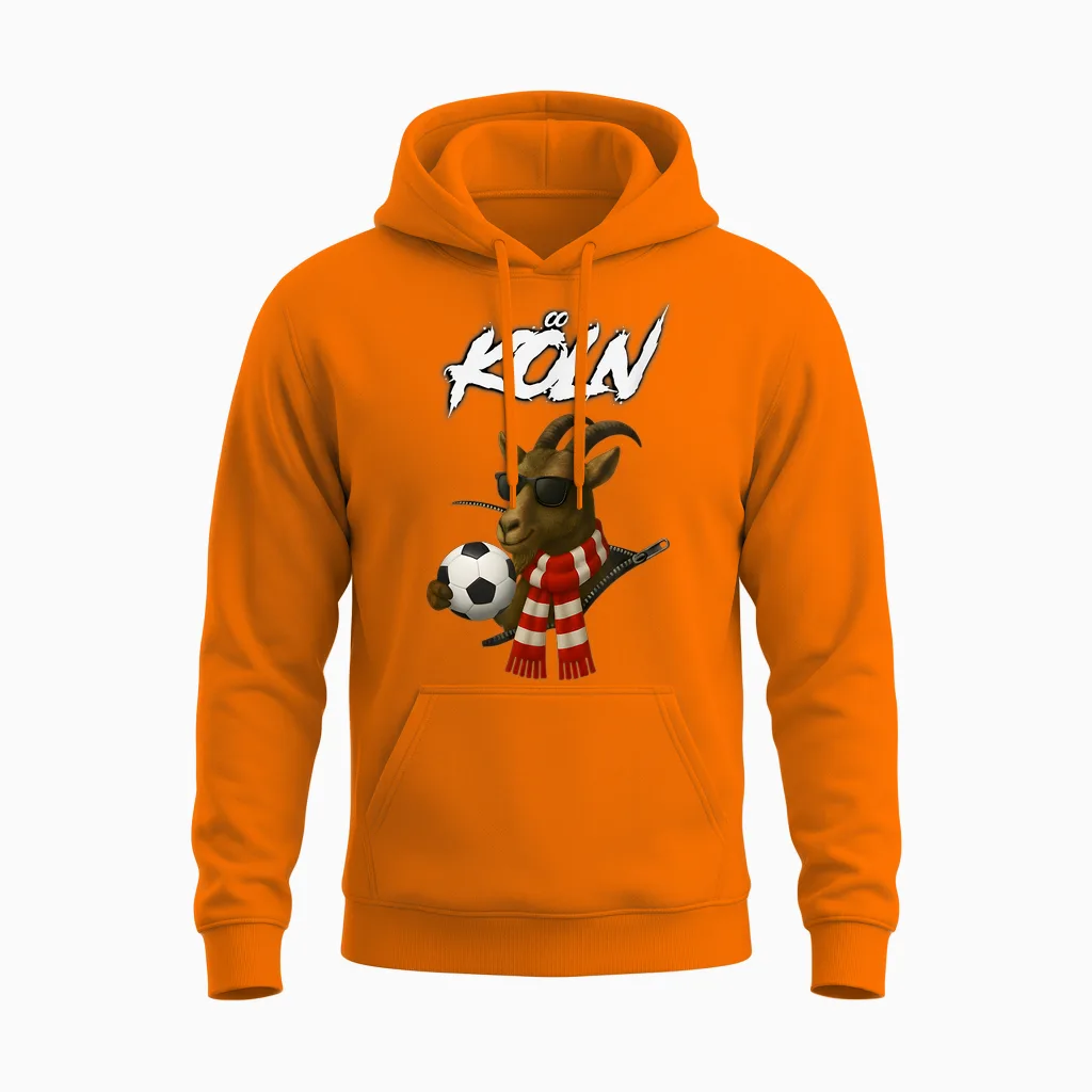 Cologne Football Bock - Rheinisches Fan Design Unisex Hoodie in Safety Orange