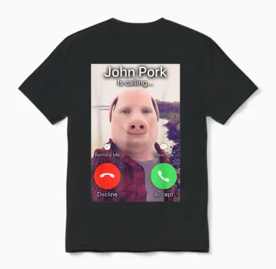 John Pork T-Shirt, Black, S Unisex T-Shirt - Black