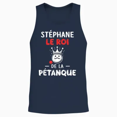 Personalised Gift Man First Name Stéphane Pétanque Humour Unisex Tank Top - Navy