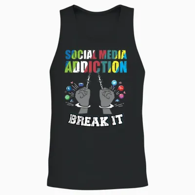 Social Media Awareness T-Shirt Design Unisex Tank Top - Black