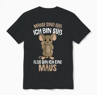 Mice Are Cute Women's Children's Girls Mouse T-Shirt, Black Unisex T-Shirt - Black