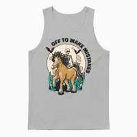 Skeleton Riding Horse Mistakes Horse Riding Unisex Tank Top in Ash - 1