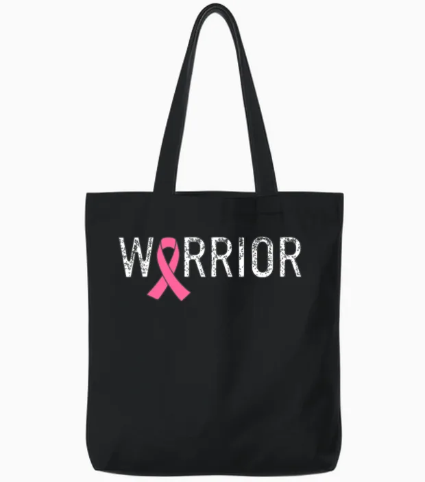 Breast Cancer Warrior, Breast Cancer Tote Bags in Black