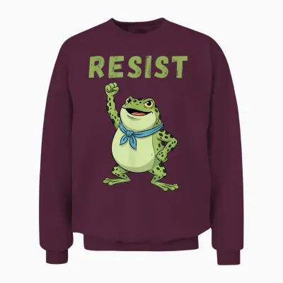 Portland Resist Frog, Pacific Resistance, Frog Demonstration 2025 Unisex Sweatshirt - Maroon