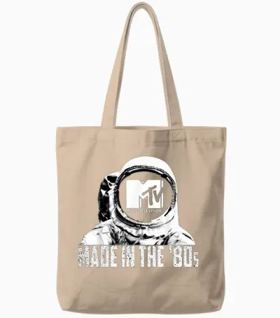 Mademark X Mtv - Mtv Astronaut in Space Made in the 80s Retro Mtv Logo Tote Bags - Natural