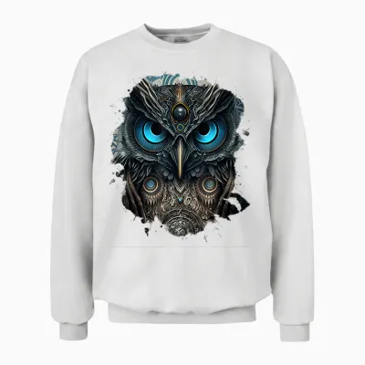 Pm-Artistic Die Dunkle Eule Der Fantasie T-Shirt Schwarz Unisex-Erwachsene Klein Eu S Unisex Sweatshirt - White