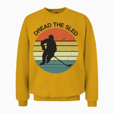 Hockey Retro Distressed Style Unisex Sweatshirt - Gold