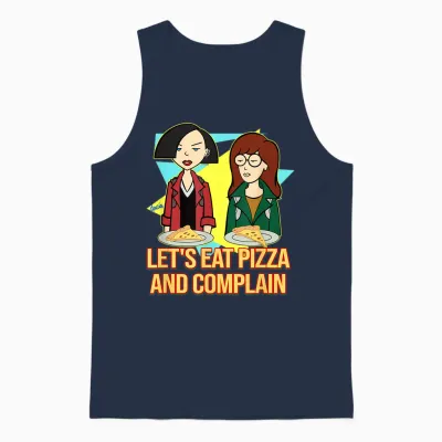 Daria & Jane - Let's Eat Pizza and Complain Unisex Tank Top - Navy