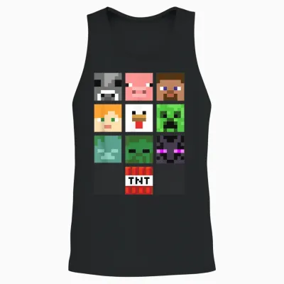 Minecraft Group Shot Faces Collage Unisex Tank Top - Black