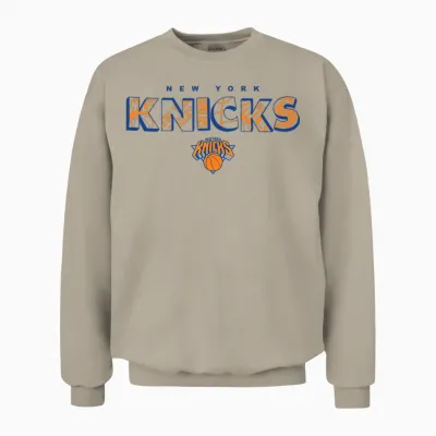 Nba - New York Knicks Logo Knockout Weiß Unisex Sweatshirt - Sand