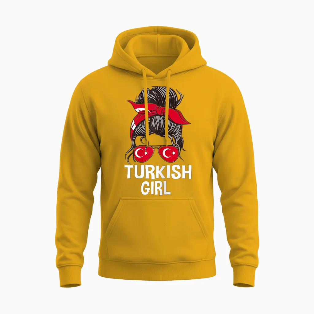 Lunettes De Soleil Pour Femme Avec Cheveux Désordonnés Motif Drapeau Turc Unisex Hoodie in Gold