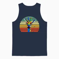 Giraffe Retro Colorful Unisex Tank Top in Navy - 1