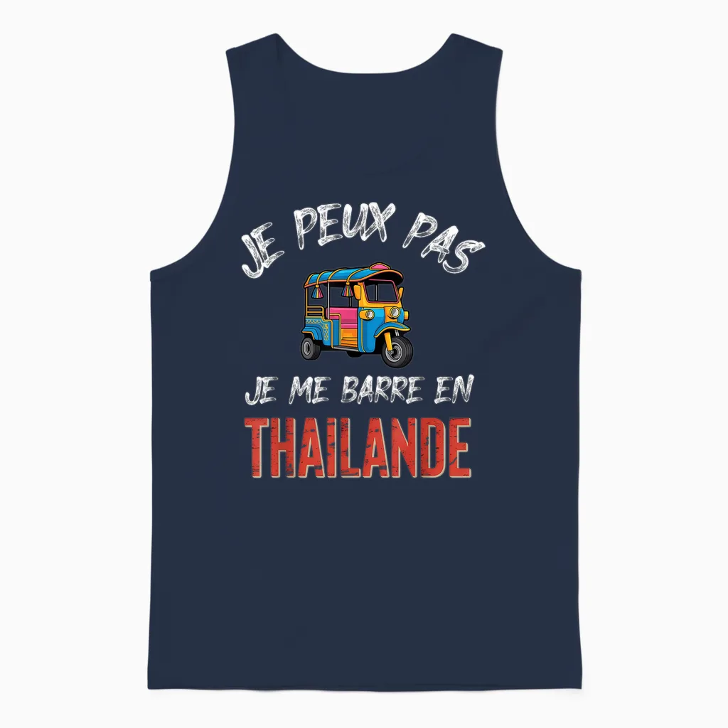 Je Peux Pas J'me Barre En Thailand Unisex Tank Top in Navy