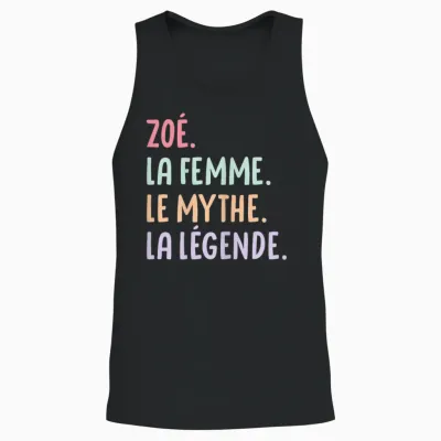 Woman Girlfriend Humour Personalized Gift Name Zoé T-Shirt, Black, Female X-Small Unisex Tank Top - Black