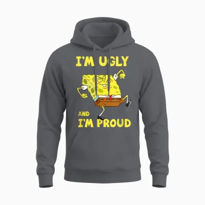 Mademark X Spongebob Squarepants - I'm Ugly and I'm Proud Spongebob Unisex Hoodie - Charcoal
