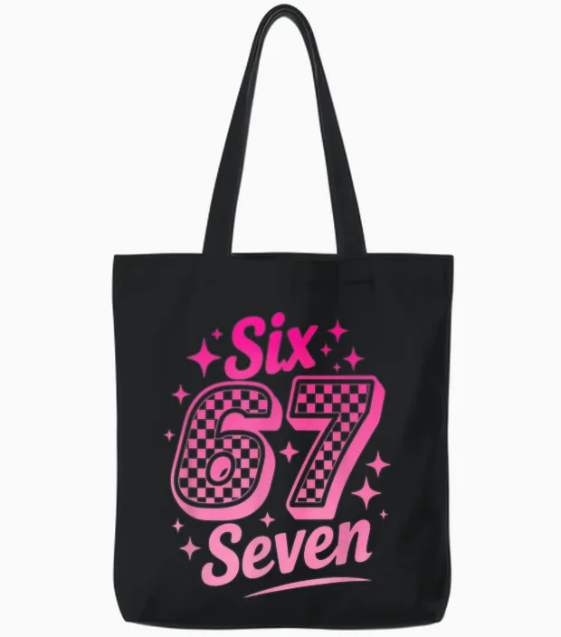 67 Six Seven 6-7 Sweet Italian Brainrot Kids Meme Tote Bags in Black