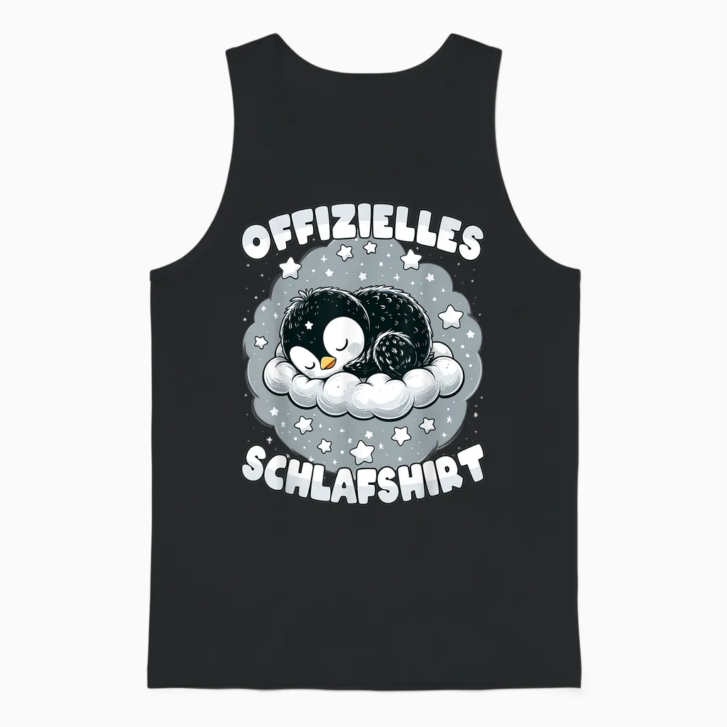 Official Sleep Shirt Penguin Pyjamas Cute Sleep T-Shirt, Black Unisex Tank Top in Black