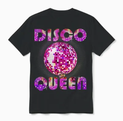 Art Disco Queen for Women and Girls Music Funk Dance Disco Unisex T-Shirt - Black