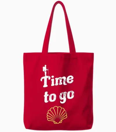 Camino De Santiago Way of St. James Pilgrims Tote Bags - Red