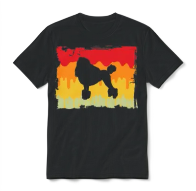 Poodle Retro Unisex T-Shirt - Black