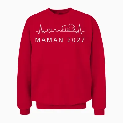 Future Maman 2027 Battement De Cœur Annonce De La Grossesse Unisex Sweatshirt - Red