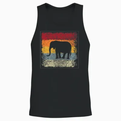 Elephant Retro Unisex Tank Top - Black