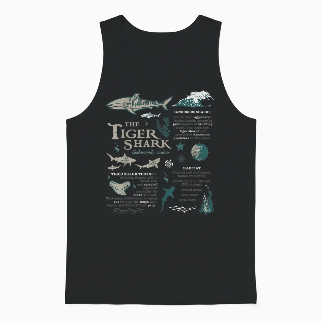 Tiger Shark Anatomy Marine Biologist T-Shirt, Black Unisex Tank Top in Black