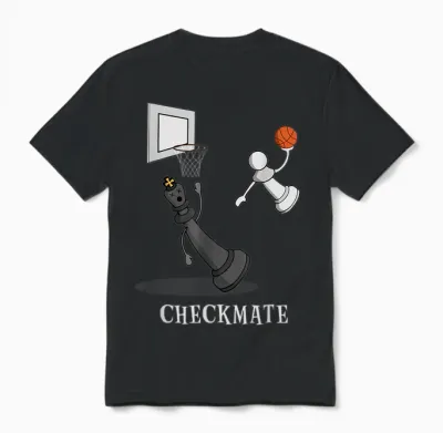 Funny Checkmate Chess Basketball Game Board King Pawn Piece Unisex T-Shirt - Black