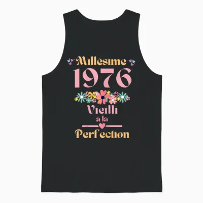 48 Ans Femme 1976 Idée Cadeau Anniversaire Drôle Humour Mama T-Shirt, Black, Female X-Small Unisex Tank Top - Black