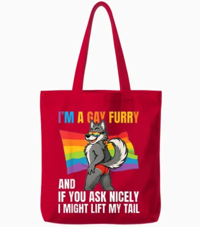Lustiger Gay Furry Tail Pride Rainbow Queer Fox Csd Party Lgbtq Tote Bags - Red