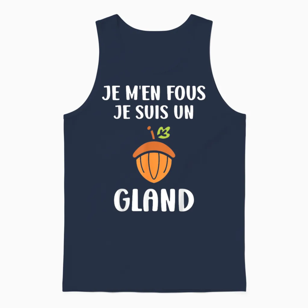 Drole Fruit De ChĂȘne Je M'en Fous Je Suis Un Gland Unisex Tank Top in Navy