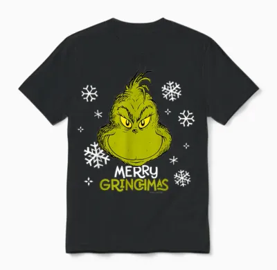 Grinch Merry Grinchmas Snowflakes Unisex T-Shirt - Black