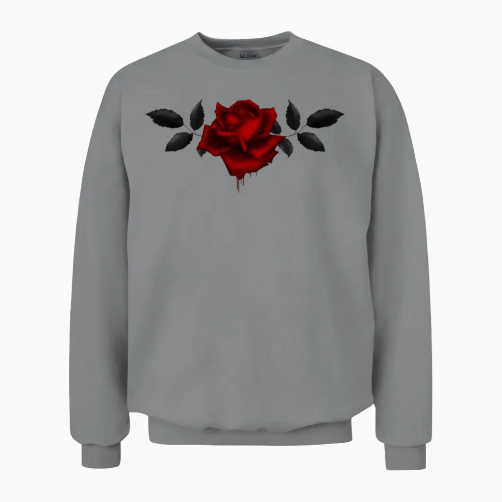 Gothic Rose Floral & Botanical Unisex Sweatshirt in Sport Grey
