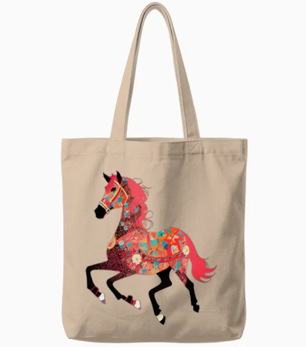 Horse Lovers Tote Bags in Natural
