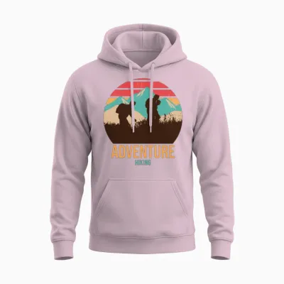 Adventure Hiking Unisex Hoodie - Light Pink