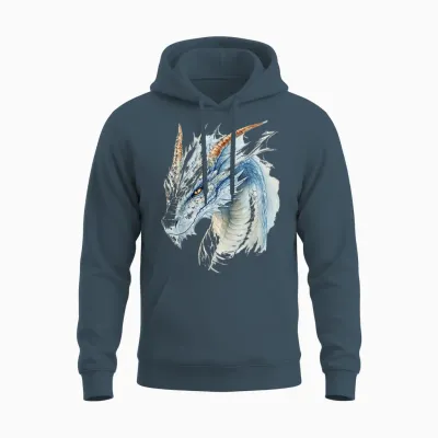 White Dragon Motif Mythical Illustration White Dragon T-Shirt, White, S Unisex Hoodie - Dark Heather