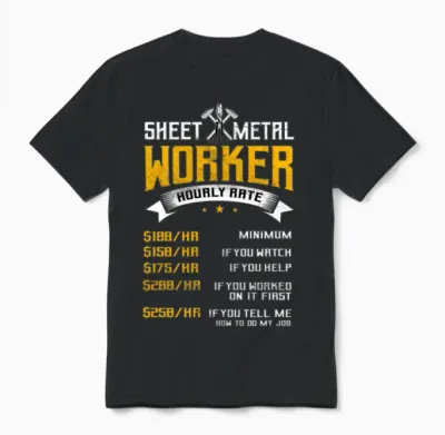 Sheet Metal Worker on Back Of Unisex T-Shirt - Black