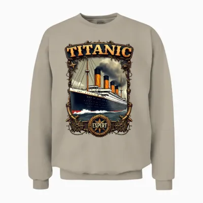 Titanic-Experte Funny Rms Titanic Boys' T-Shirt, Black Unisex Sweatshirt - Sand