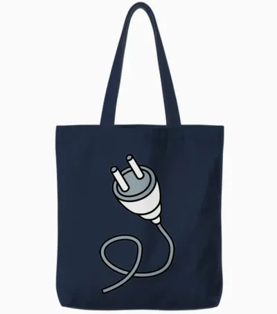 Connect Connection Cable Plug Outlet Power Electri Tote Bags - Navy