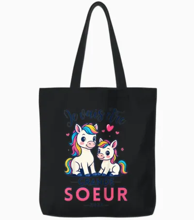 Child Future Big Sister 2026 Daughter Future Sister Announcement Gift Tote Bags - Black