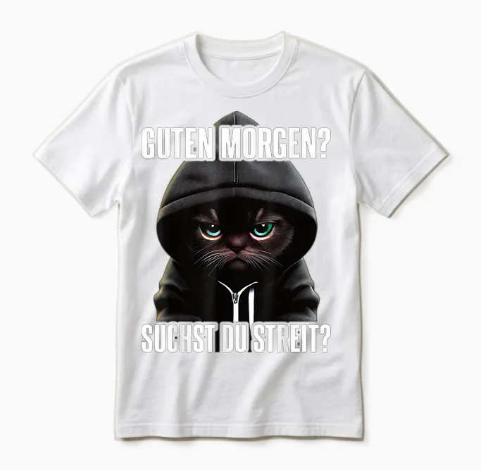 Katze Spruch Lustig Geschenk I Guten Morgen Unisex T-Shirt in White