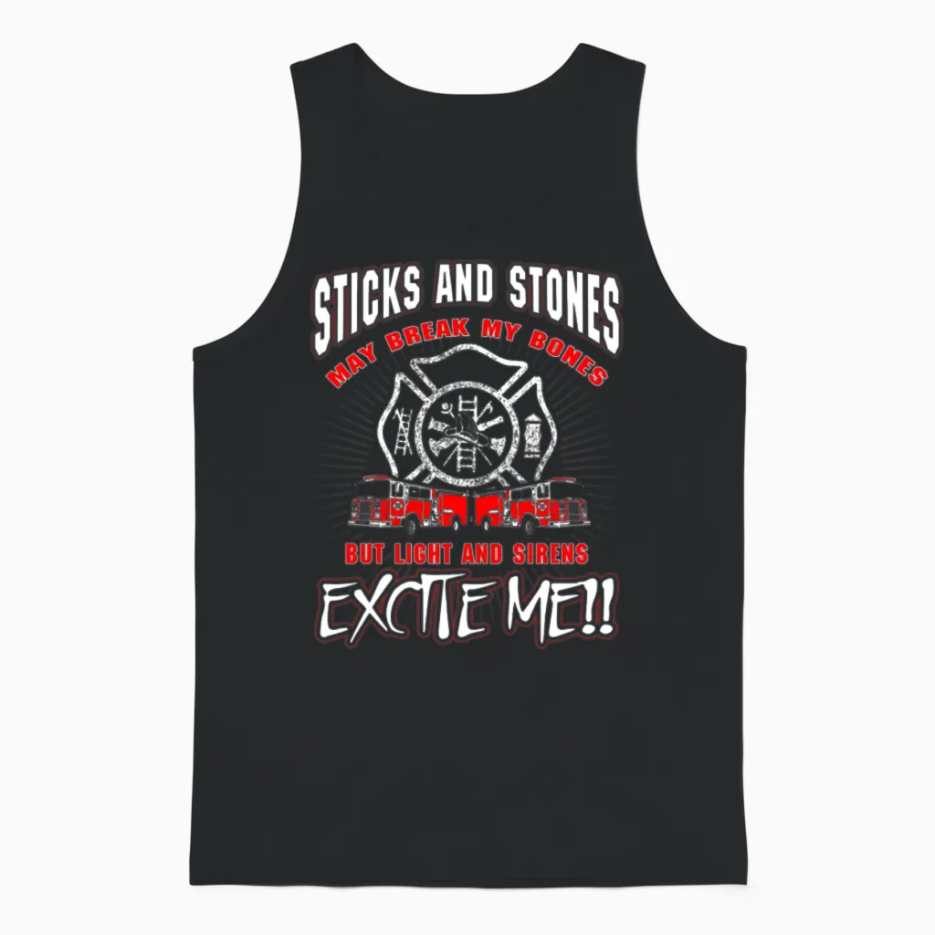 Sticks and Stones Firefighter T-Shirts Unisex Tank Top - Black