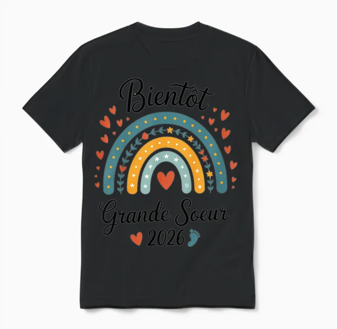 Child Future Big Sister 2026 I Will Be Big Sister 2026 Unisex T-Shirt in Black
