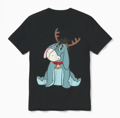 Disney Eeyore Christmas Reindeer Winnie the Pooh Holiday Unisex T-Shirt - Black