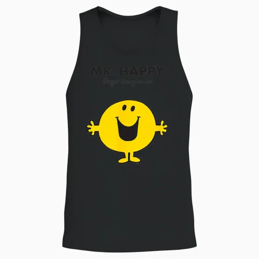 Mr. Men Mr. Happy Unisex Tank Top - Black