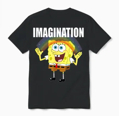 Mademark X Spongebob Squarepants - Spongebob - Rainbow with Imagination Unisex T-Shirt - Black