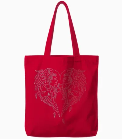 Good Omens - a Toast to the World (blue and Red) T-Shirt, Black Tote Bags - Red